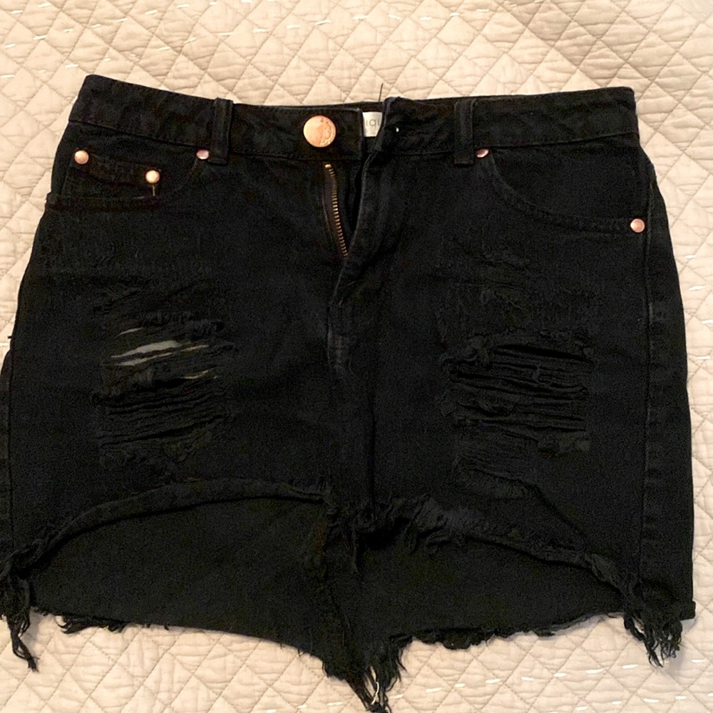 Vestique black jean skirt